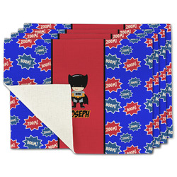 Superhero Single-Sided Linen Placemat - Set of 4 w/ Name or Text