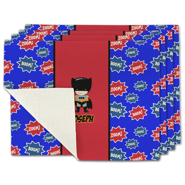 Custom Superhero Single-Sided Linen Placemat - Set of 4 w/ Name or Text
