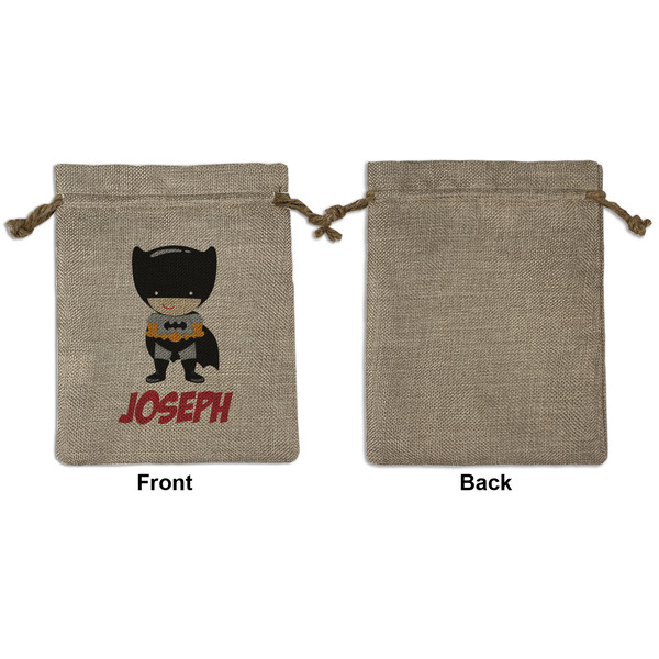 Superhero Medium Burlap Gift Bag - Front Approval
