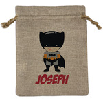 Superhero Medium Burlap Gift Bag - Front (Personalized)