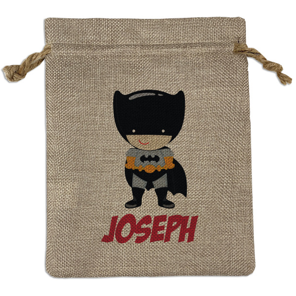 Custom Superhero Medium Burlap Gift Bag - Front (Personalized)