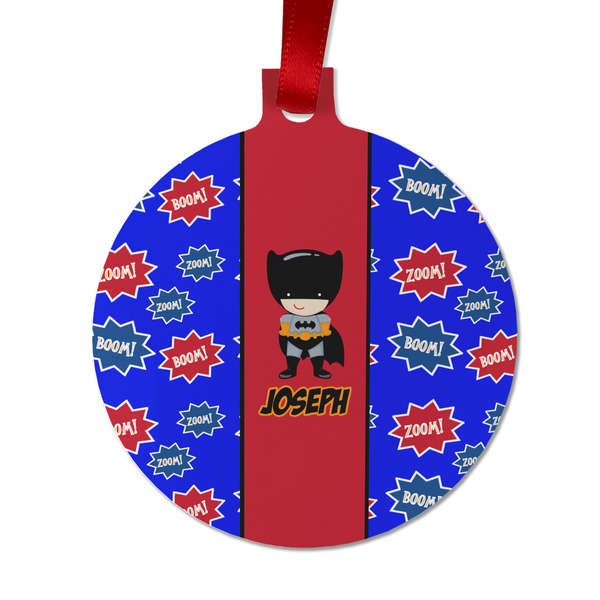 Custom Superhero Metal Ball Ornament - Double Sided w/ Name or Text