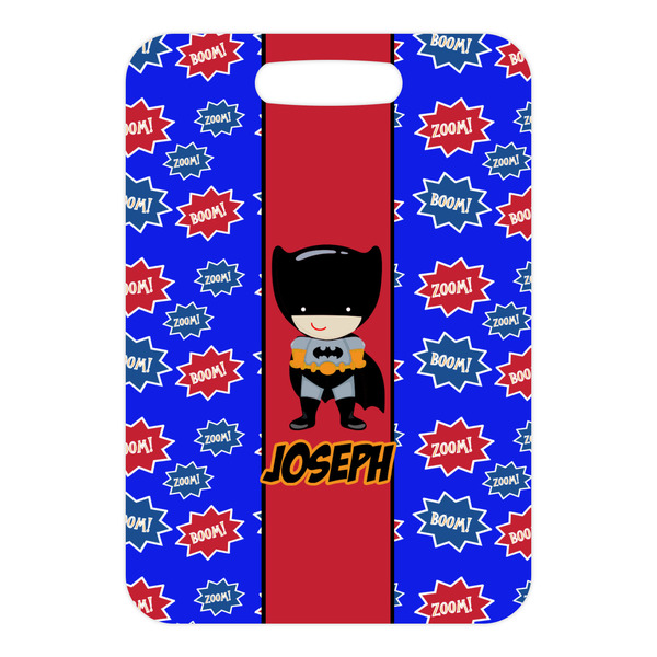 Superhero Metal Luggage Tag - Front Without Strap