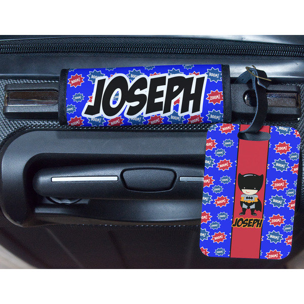 Superhero Metal Luggage Tag & Handle Wrap - In Context