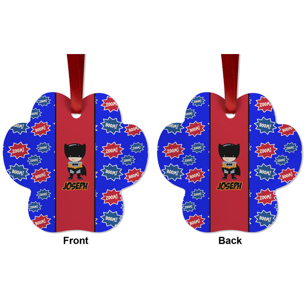 Superhero Metal Paw Ornament - Front and Back