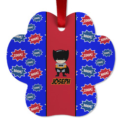 Superhero Metal Paw Ornament - Double Sided w/ Name or Text