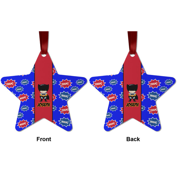 Superhero Metal Star Ornament - Front and Back