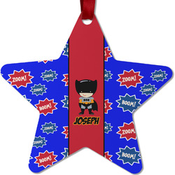 Superhero Metal Star Ornament - Double Sided w/ Name or Text