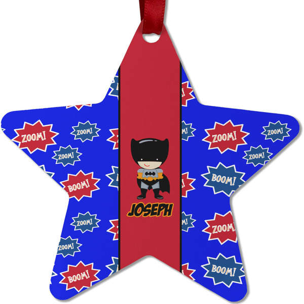 Custom Superhero Metal Star Ornament - Double Sided w/ Name or Text