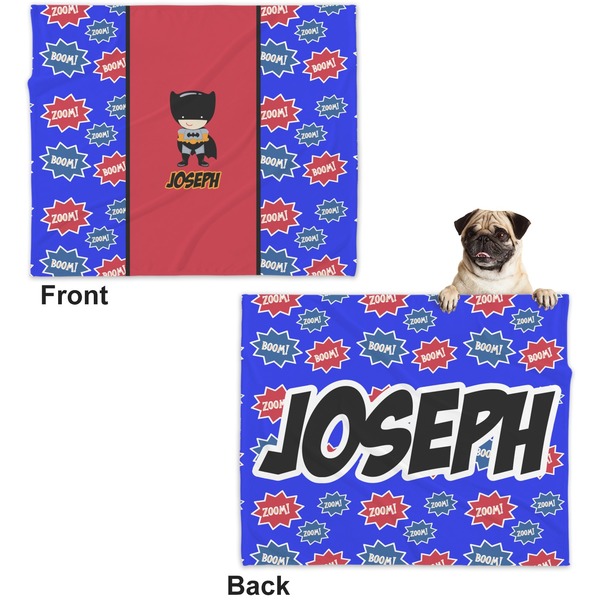 Superhero Microfleece Dog Blanket - Large- Front & Back