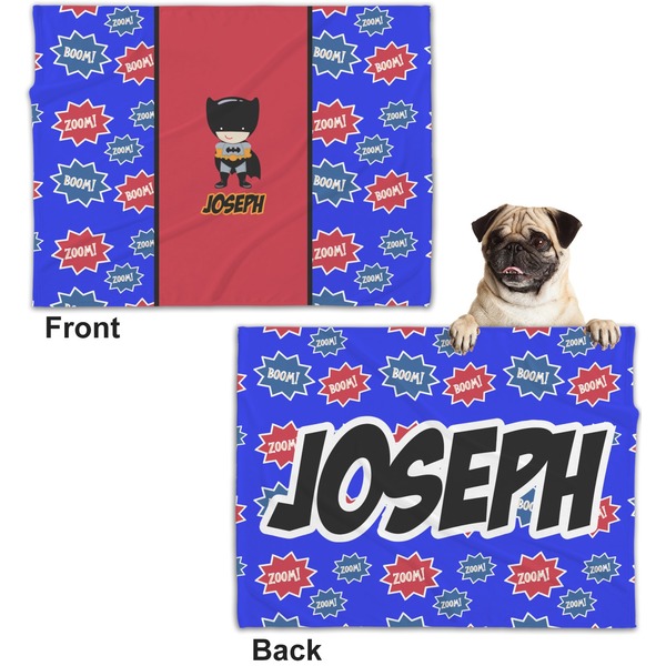 Superhero Microfleece Dog Blanket - Regular - Front & Back