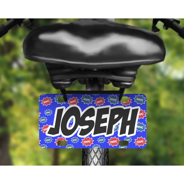 Superhero Mini License Plate on Bicycle