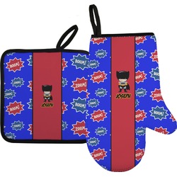 Superhero Oven Mitt & Pot Holder Set w/ Name or Text