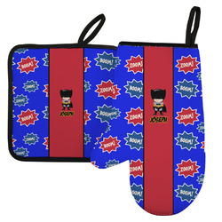 Superhero Left Oven Mitt & Pot Holder Set w/ Name or Text