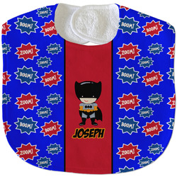 Superhero Velour Baby Bib w/ Name or Text
