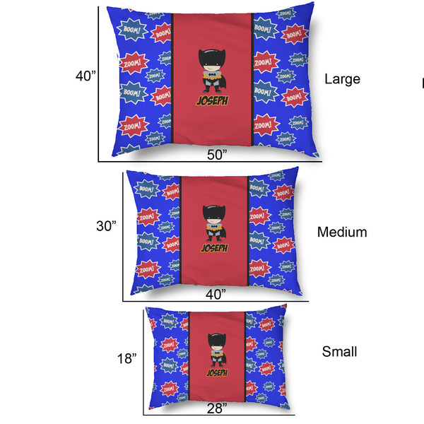 Superhero Outdoor Dog Beds - SIZE CHART