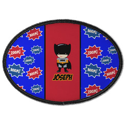 Superhero Iron On Oval Patch w/ Name or Text
