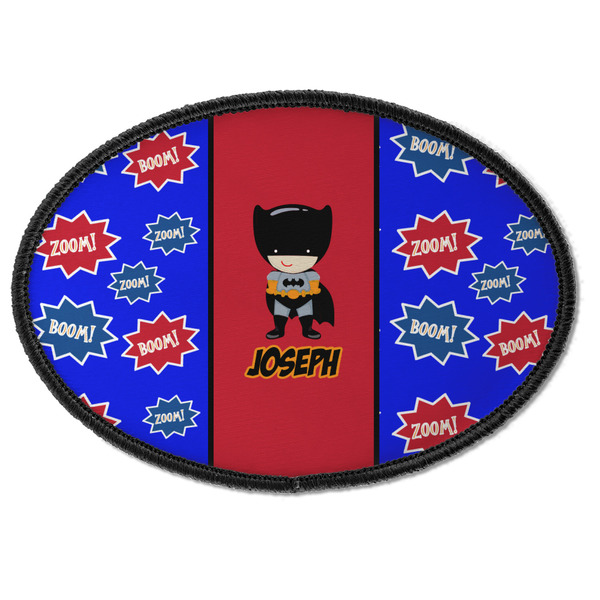 Custom Superhero Iron On Oval Patch w/ Name or Text