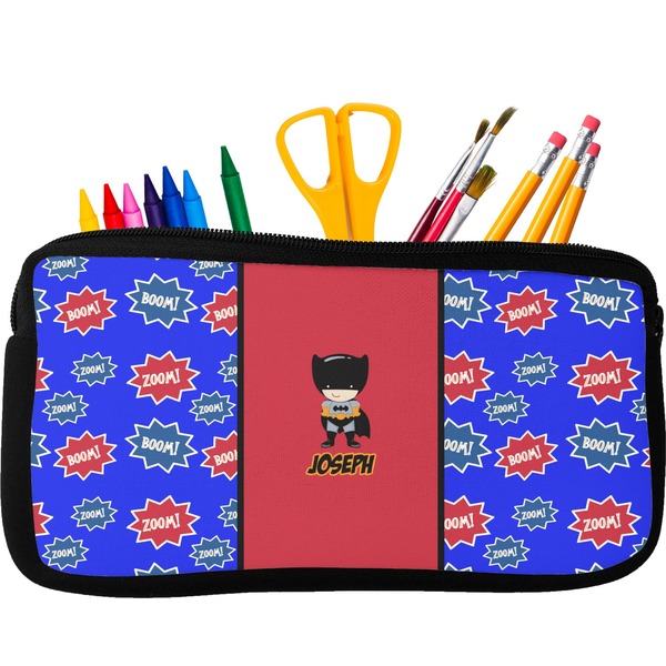 Custom Superhero Neoprene Pencil Case - Small w/ Name or Text