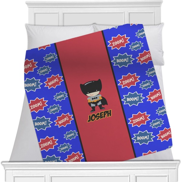Custom Superhero Minky Blanket - Toddler / Throw - 60"x50" - Single Sided (Personalized)