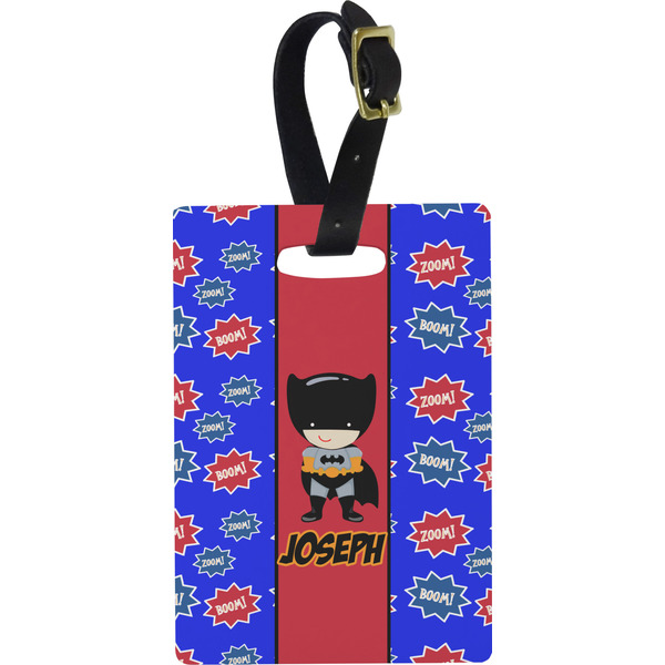 Custom Superhero Plastic Luggage Tag - Rectangular w/ Name or Text