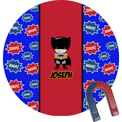 Superhero Round Fridge Magnet (Personalized)