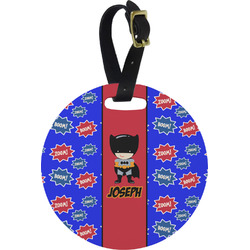 Superhero Plastic Luggage Tag - Round (Personalized)