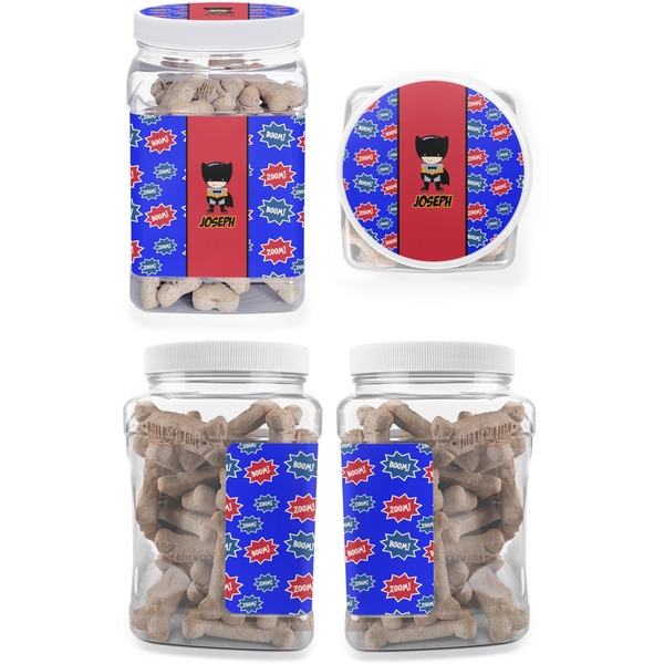 Superhero Pet Treat Jar - Multiple Angles