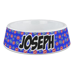 Superhero Plastic Dog Bowl - Large (Personalized)