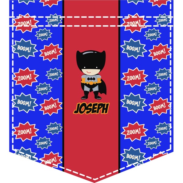 Custom Superhero Iron On Faux Pocket (Personalized)