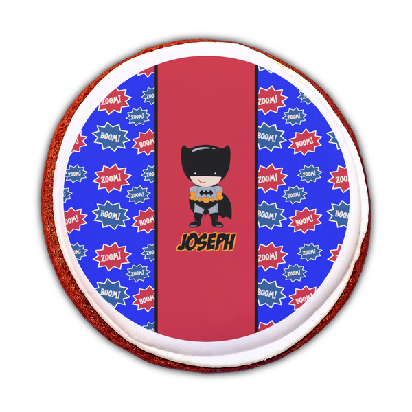 Superhero Printed Icing Circle - Medium - On Cookie