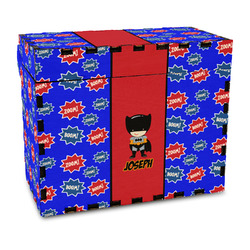 Superhero Wood Recipe Box - Full Color Print (Personalized)