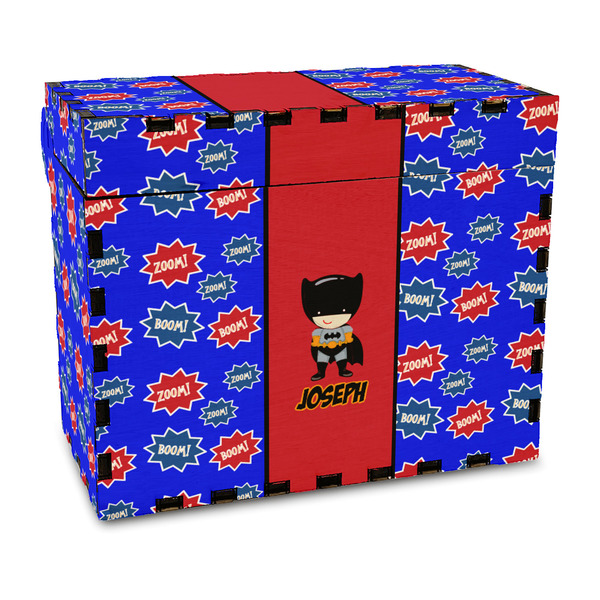 Custom Superhero Wood Recipe Box - Full Color Print (Personalized)
