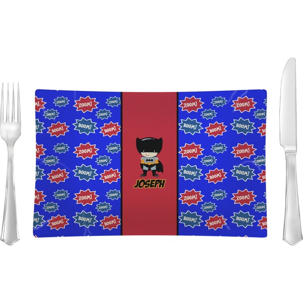 Custom Superhero Rectangular Glass Lunch / Dinner Plate - Single or Set (Personalized)