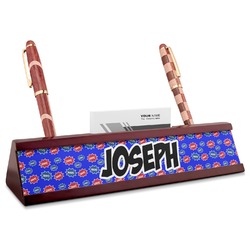 Superhero Red Mahogany Nameplate with Business Card Holder (Personalized)