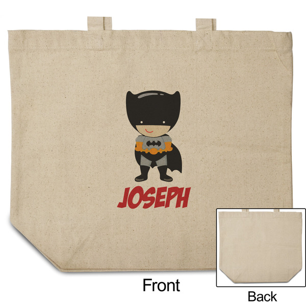 Superhero Reusable Cotton Grocery Bag - Front & Back View