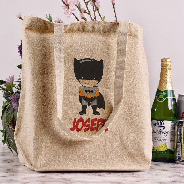 Superhero Reusable Cotton Grocery Bag - In Context