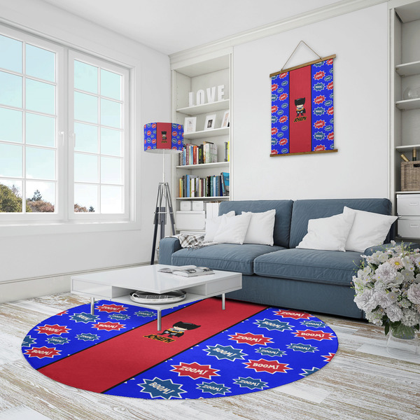 Superhero Round Area Rug - IN CONTEXT