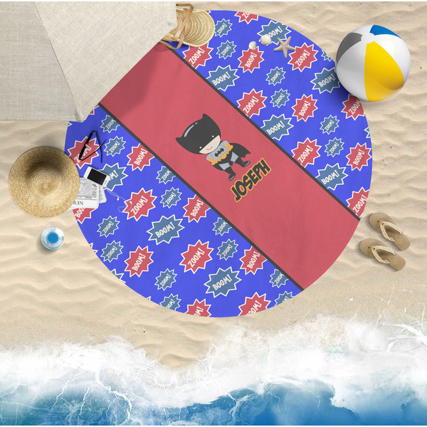Superhero Round Beach Towel Lifestyle
