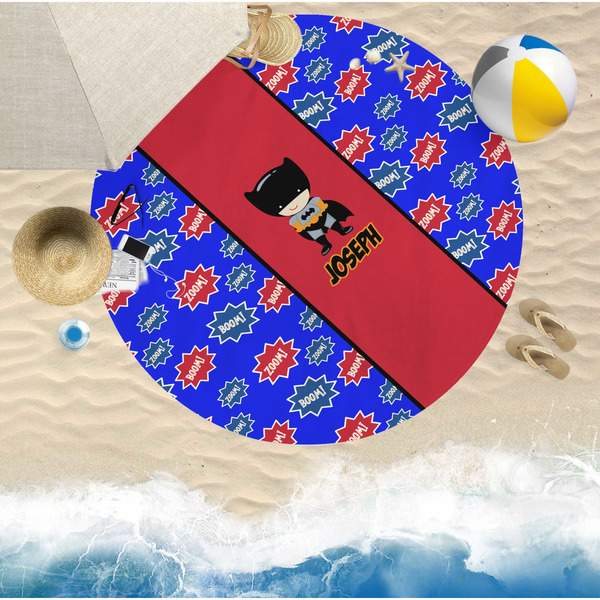 Superhero Round Beach Towel Lifestyle