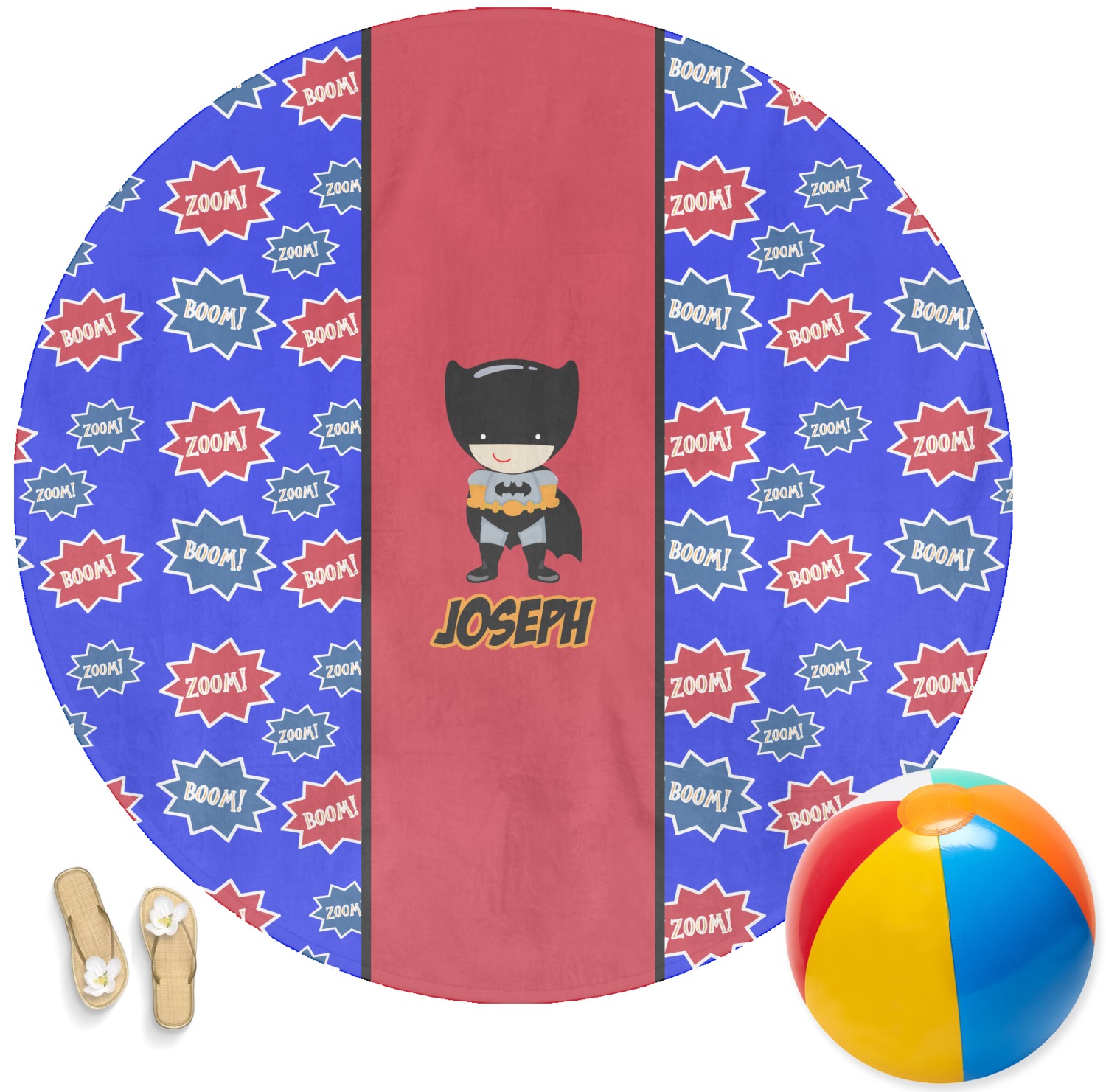 Superhero Round Beach Towel (Personalized) YouCustomizeIt