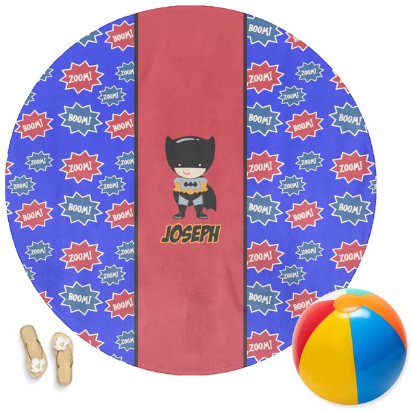 Custom Superhero Round Beach Towel (Personalized)