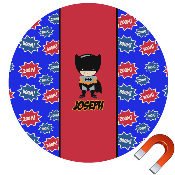 Custom Superhero Round Car Magnet - 6" (Personalized)
