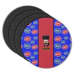 Superhero Round Rubber Backed Coasters - Set of 4 (Personalized)