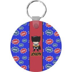 Superhero Round Plastic Keychain (Personalized)