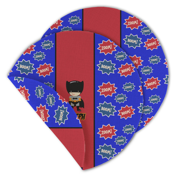 Custom Superhero Round Linen Placemat - Double Sided (Personalized)