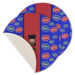 Superhero Round Linen Placemat - Single Sided - Set of 4 (Personalized)