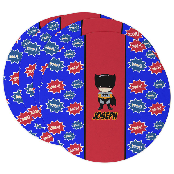 Custom Superhero Round Paper Coasters w/ Name or Text