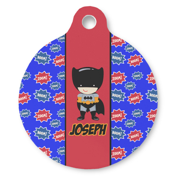 Custom Superhero Round Pet ID Tag (Personalized)