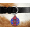 Superhero Round Pet Tag on Collar & Dog